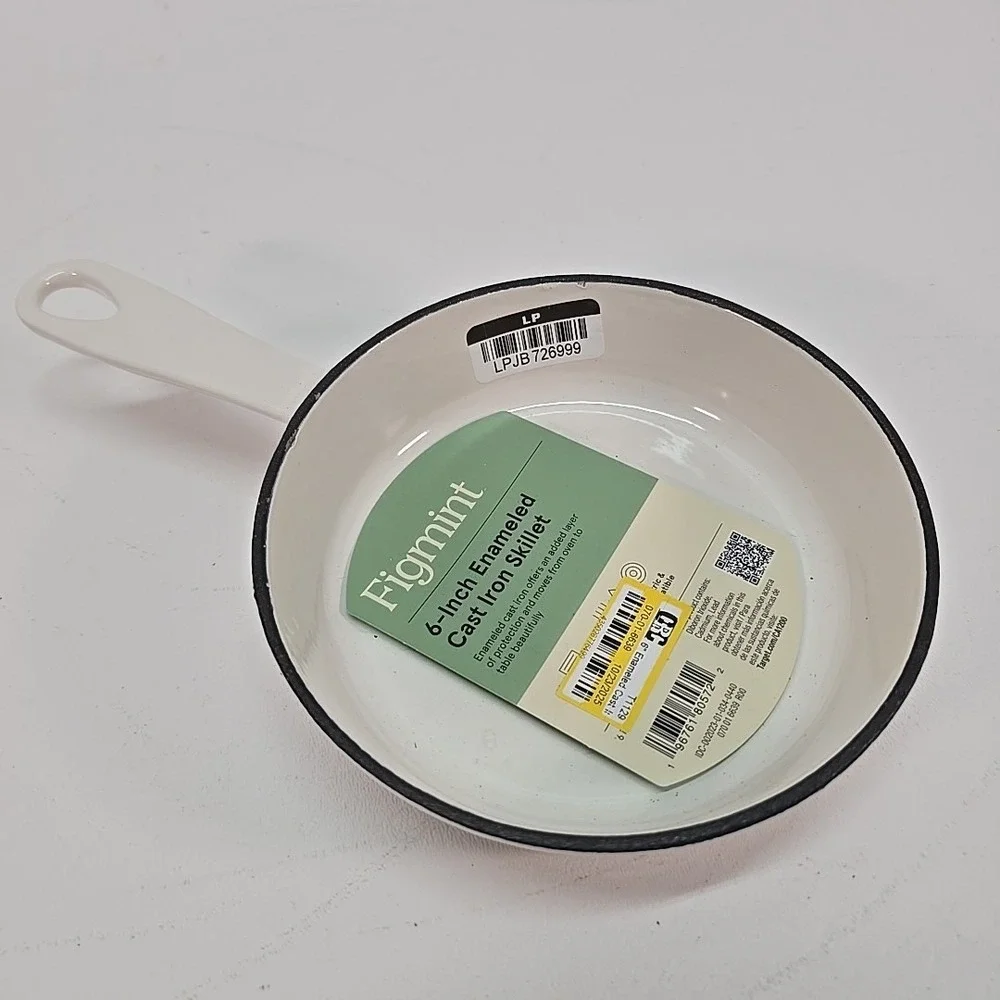 Figmint‎ 6 Inch Enameled Cast Iron Skillet Cream NWT